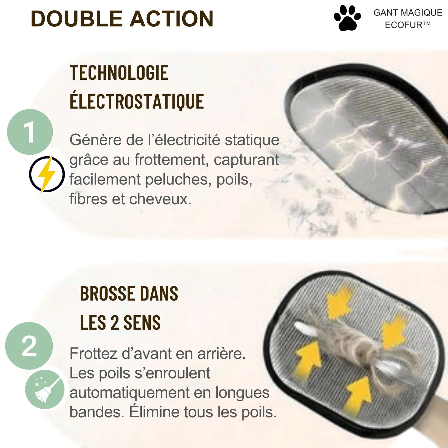 Gant Magique Ecofur™ anti poils de chats et chiens