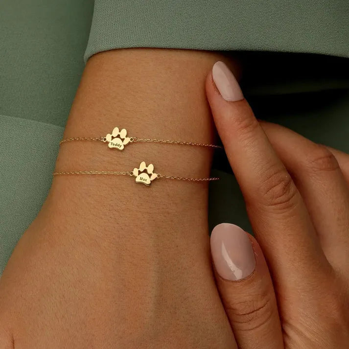 Bracelet personnalisé avec le nom de votre animal sur la patte