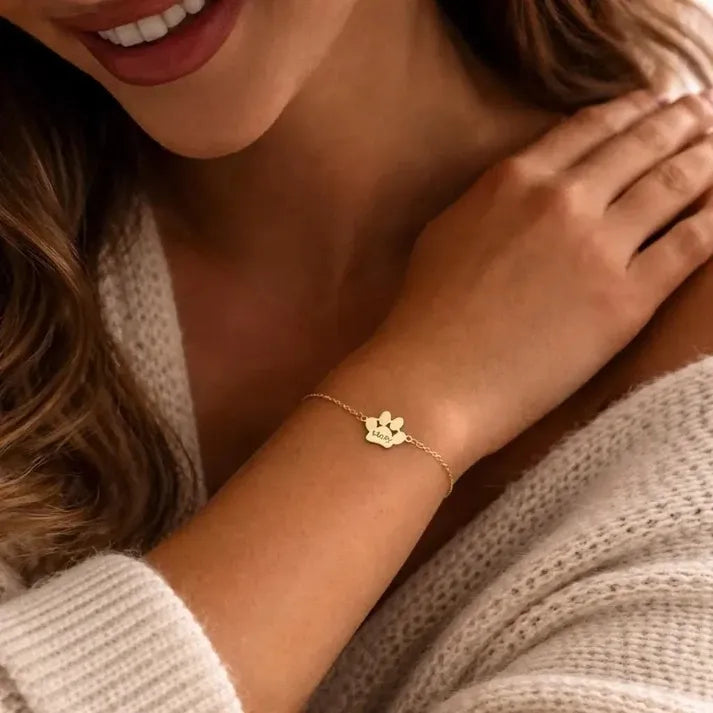 Bracelet personnalisé avec le nom de votre animal sur la patte